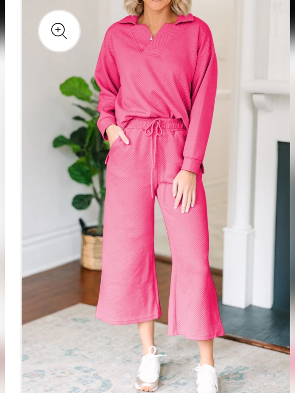 NWT See And Be Seen Bubble Gum Pink Short Sleeve Crop Wide Leg Set